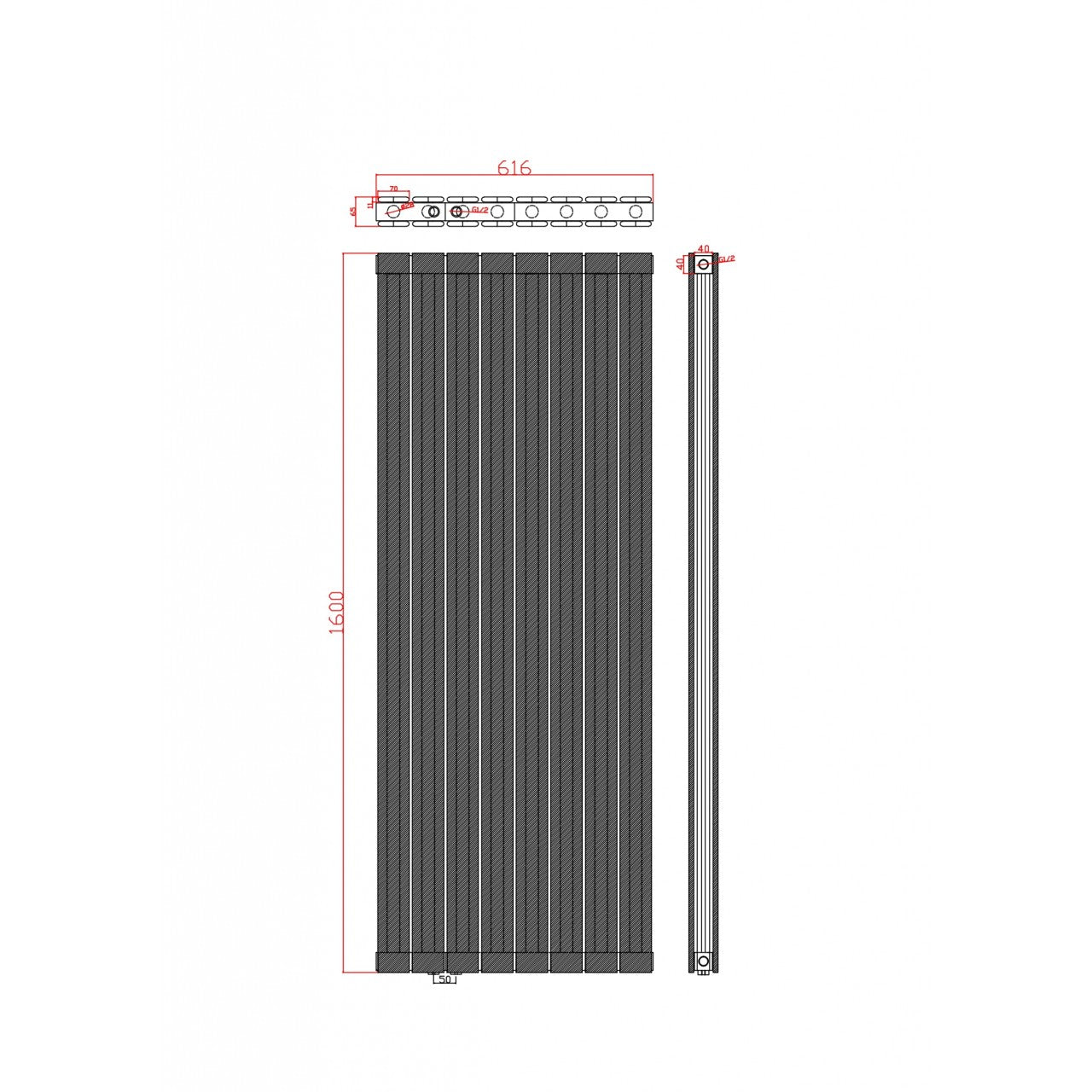 Alu Doppellagig Paneelheizkörper Versetzter Aluminium Wandheizkörper Vertikal Weiß 1600x616