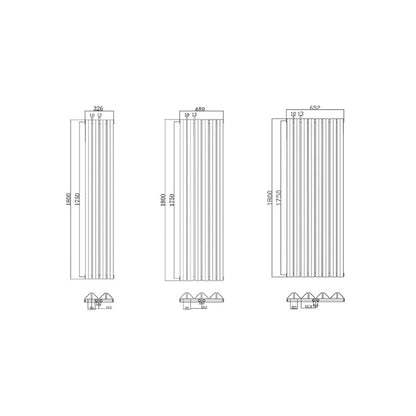 Дизайнерски вертикален радиатор 1800x652 мм | Двоен | Триъгълен профил | Бял