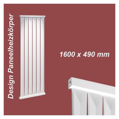 Paneelheizkörper 1600x490 Radfin-Diamond Weiß Mittelanschluss